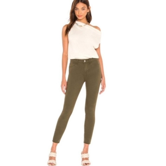 L'AGENCE Margo Olive Green Skinny Mid Rise Cropped Ankle Jeans Size 28 - Picture 12 of 12